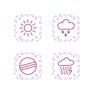 Beyaz arkaplanda 4 Hava Durumu simgesi izole edildi...