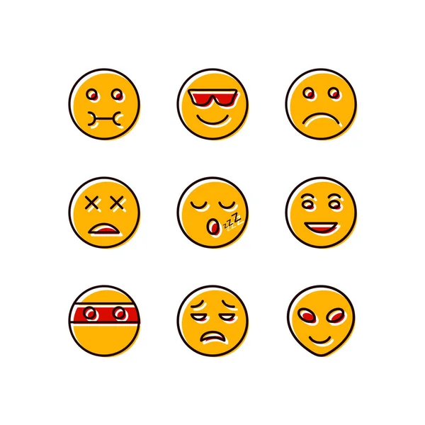 Set Dari Ikon Emoji Terisolasi Pada Latar Belakang Putih - Stok Vektor