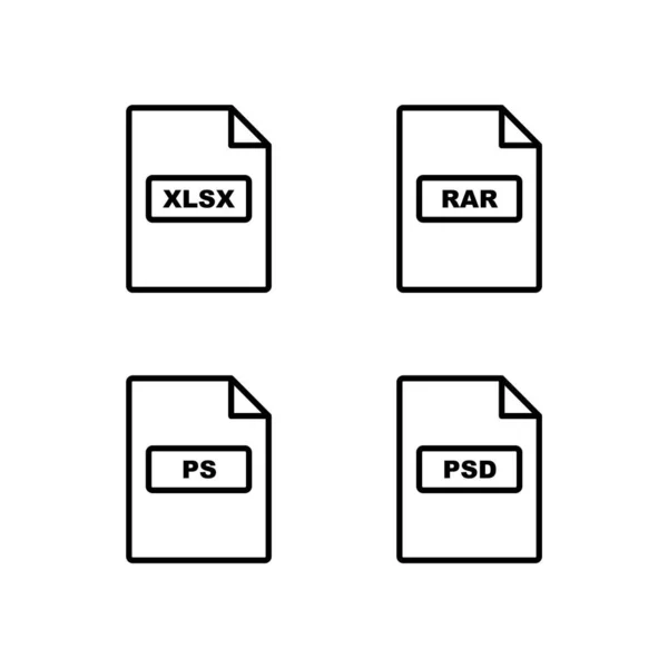 Symbolsets Von Dateiformaten Für Den Persönlichen Und Kommerziellen Gebrauch — Stockvektor