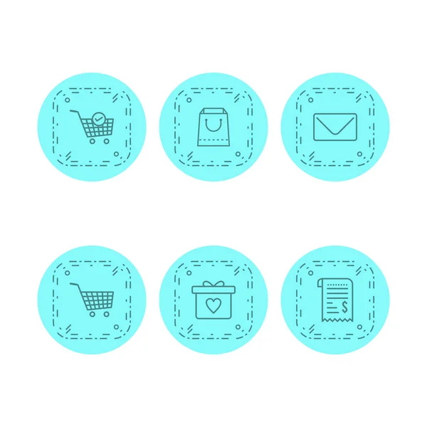 Set Commerce Icons Isolated White Background — Stock Vector