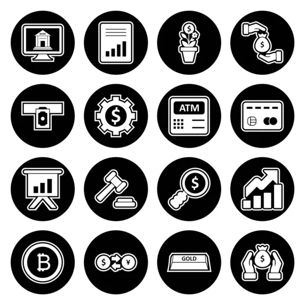 Banking Icons Sheet Isolated White Background — Stock Vector