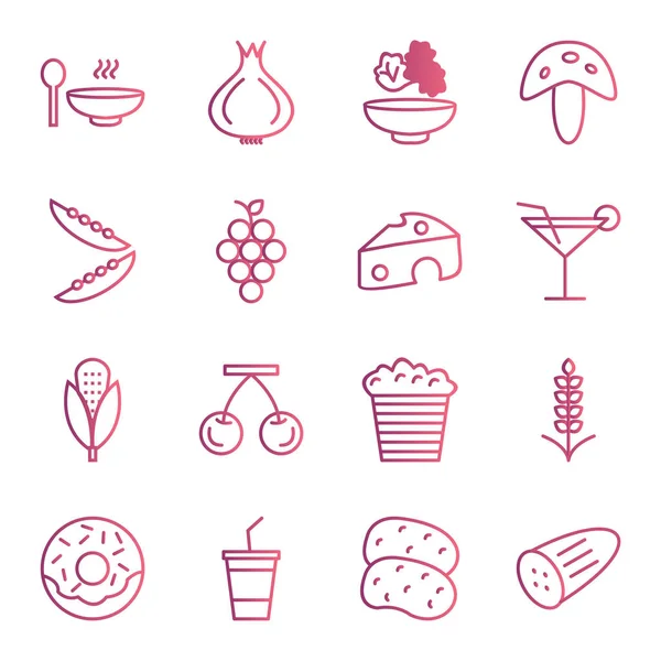 Ensemble Icônes Nourriture Pour Usage Personnel Commercial — Image vectorielle