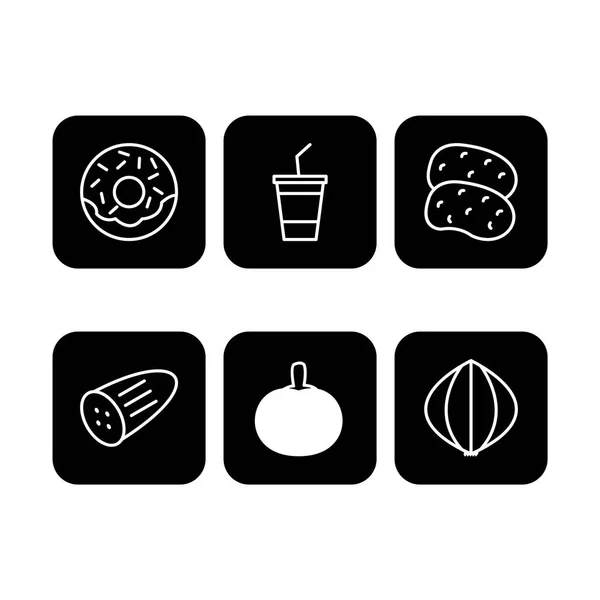 Iconos Alimentos Para Uso Personal Comercial — Archivo Imágenes Vectoriales