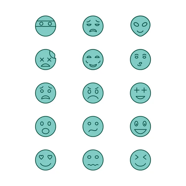 Set Icone Emoji Isolate Sfondo Bianco — Vettoriale Stock
