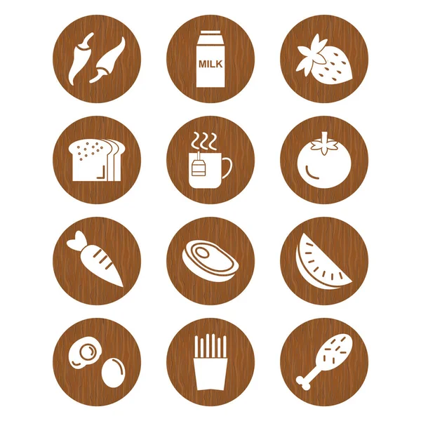 Набір Харчових Іконок Білому Тлі Векторні Ізольовані Елементи — стоковий вектор