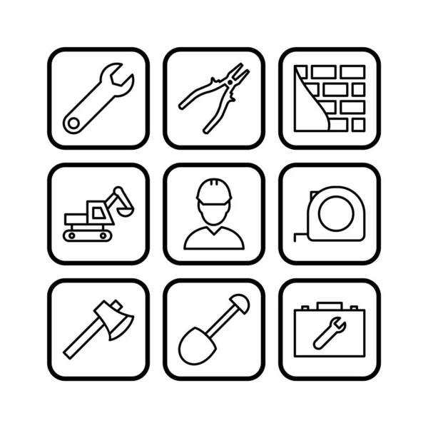 Icon Set Construction Personal Commercial Use — Stock Vector