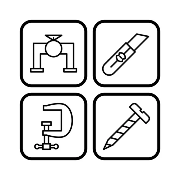 Set Construction Icons White Background Vector Isolated Elements — Stock Vector