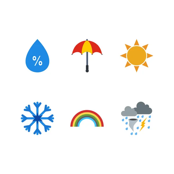 Set Weather Icons White Background Vector Isolated Elements — Stock Vector