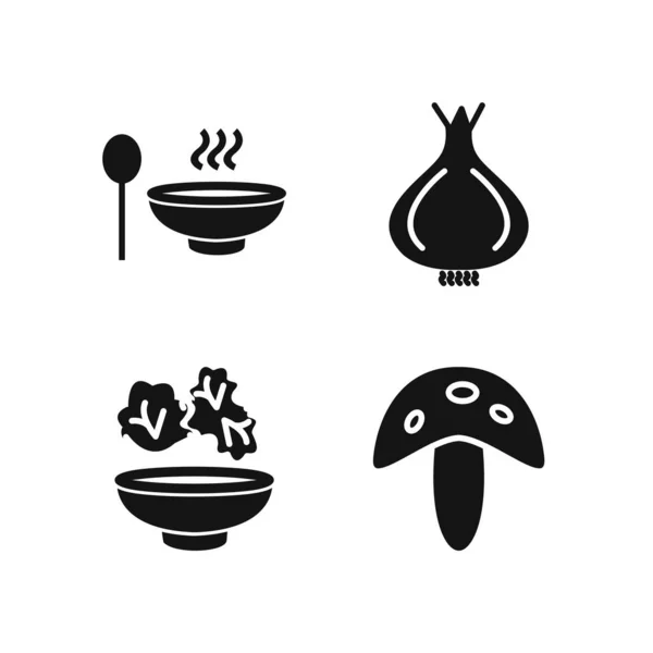 四张以白色背景分隔的食物图标图 — 图库矢量图片