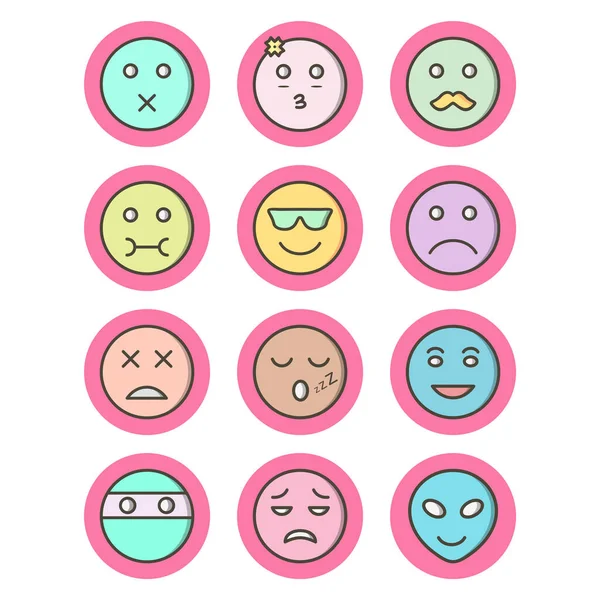 Set Emoji Icoane Alb Fundal Vector Elemente Izolate — Vector de stoc