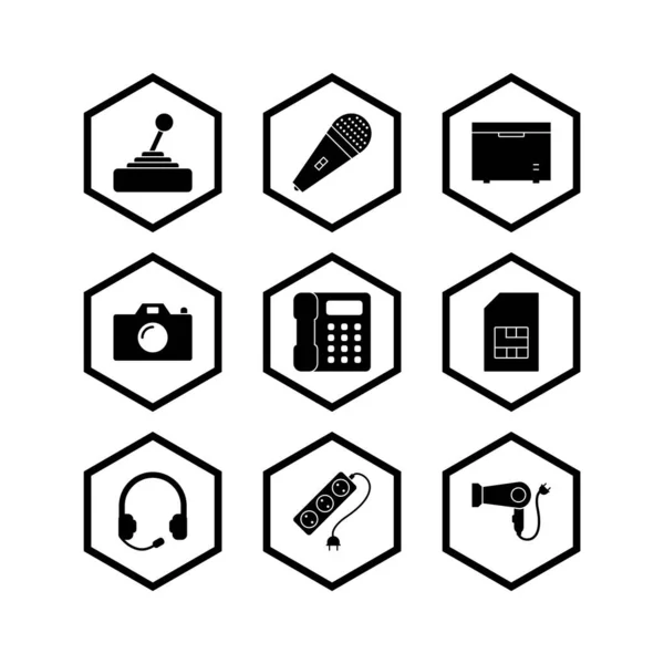 Appareils Électroniques Icônes Feuille Isolée Sur Fond Blanc — Image vectorielle