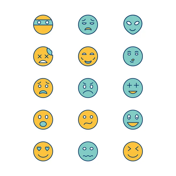 Ensemble Icônes Emoji Sur Fond Blanc Éléments Isolés Vectoriels — Image vectorielle