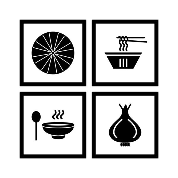 Conjunto Iconos Alimentos Aislados Sobre Fondo Blanco — Vector de stock