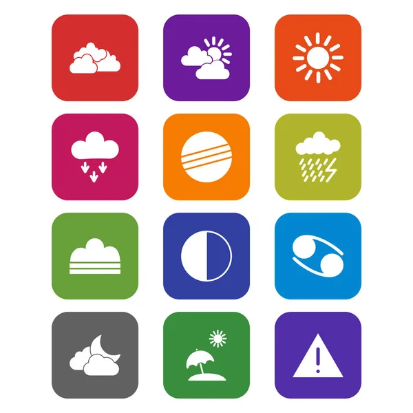 Weather Icons Sheet Isolated White Background — Stock Vector