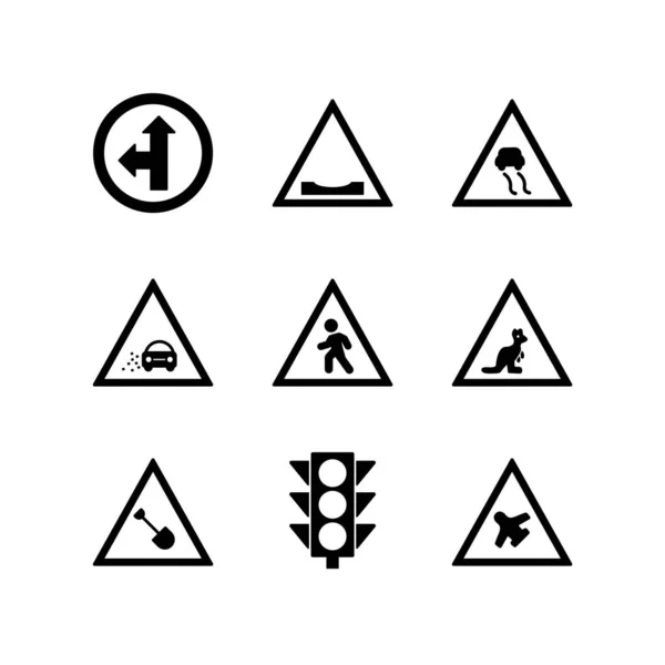 Set Von Verkehrszeichen Symbole Auf Weißem Hintergrund Vektor Isolierte Elemente — Stockvektor