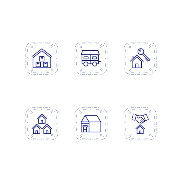 Conjunto Iconos Bienes Raíces Aislados Sobre Fondo Blanco — Vector de stock