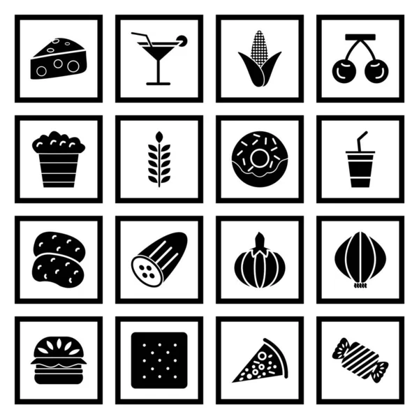 Set Icone Alimentari Isolate Sfondo Bianco — Vettoriale Stock
