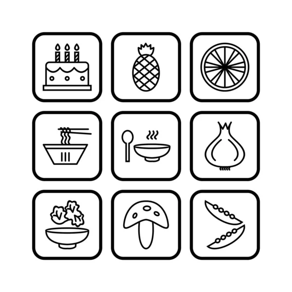 Juego Iconos Alimentos Para Uso Personal Comercial — Archivo Imágenes Vectoriales