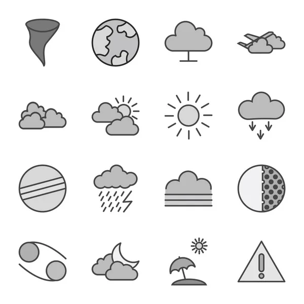 Conjunto Iconos Meteorológicos Aislados Sobre Fondo Blanco — Vector de stock