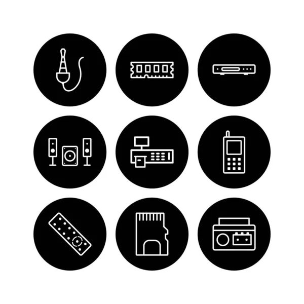 Folha Ícones Dispositivos Eletrônicos Isolados Fundo Branco — Vetor de Stock