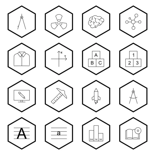 Education Icons Sheet Isolated White Background — Stock Vector