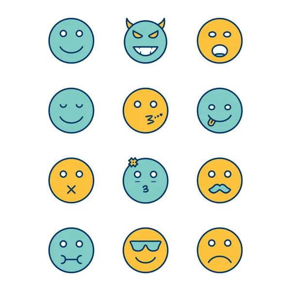 Conjunto Ícones Emoji Isolados Fundo Branco — Vetor de Stock