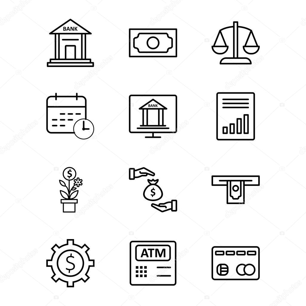 12 Icon Set Of banking For Personal And Commercial Use...