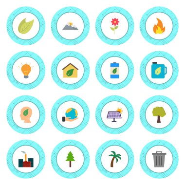 16 Eko Simgesi Sayfası Beyaz Arkaplanda İzole Edildi...