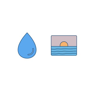 Beyaz arkaplanda 2 Hava Durumu simgesi izole edildi...