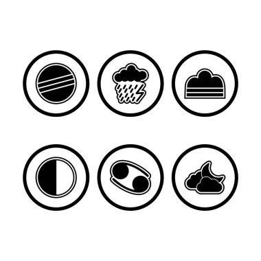 Beyaz Arkaplan Vektörü İzole Edilmiş Elementler Üzerine 6 Hava Simgesi Ayarları...