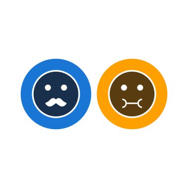 Beyaz arkaplanda 2 çift emoji simgesi izole edildi...