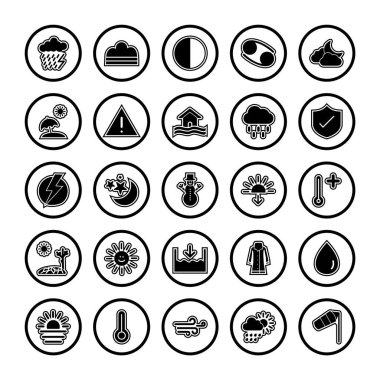 25 Hava Simgesi Sayfası Beyaz Arkaplanda İzole Edildi...