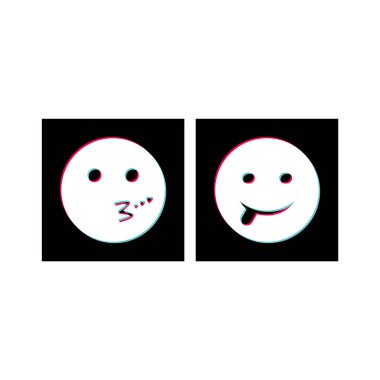 Beyaz arkaplanda 2 çift emoji simgesi izole edildi...