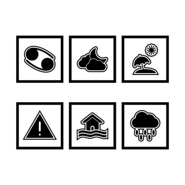 6 Hava Simgesi Sayfası Beyaz Arkaplanda İzole Edildi...