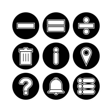 Beyaz Arkaplanda İzole edilmiş 9 temel öge Simge Sayfası...