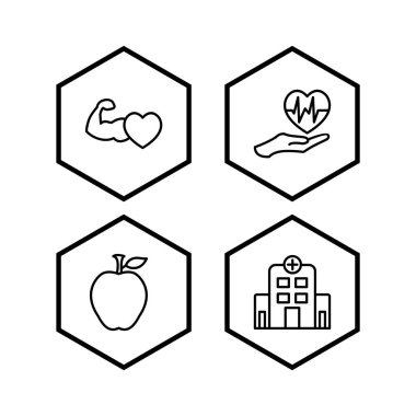 Beyaz Arkaplanda İzole Edilmiş 4 Sağlık Simgesi...