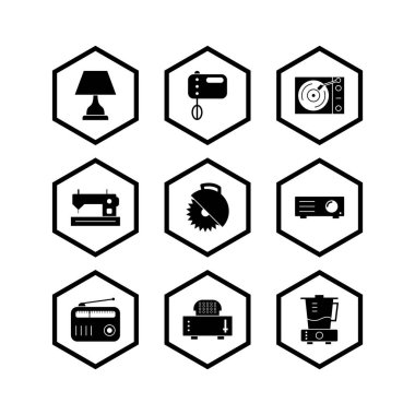 Beyaz Arkaplanda İzole Edilmiş 9 Elektronik Aygıt Simgesi...