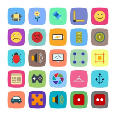 Beyaz arkaplanda 25 evrensel simge kümesi izole edildi...