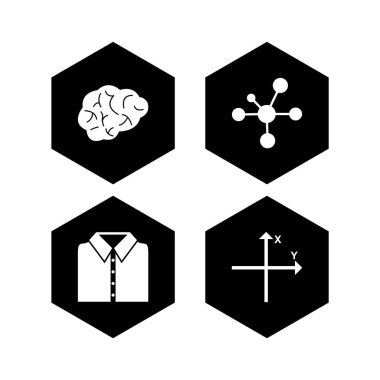 Beyaz arkaplanda 4 farklı eğitim simgesi izole edildi...