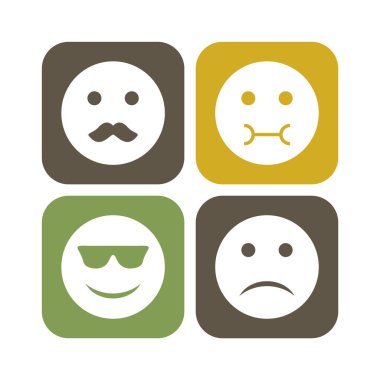 Beyaz Arkaplan Vektörü İzole Edilmiş Elementler Üzerine 4 emoji Simgesi...
