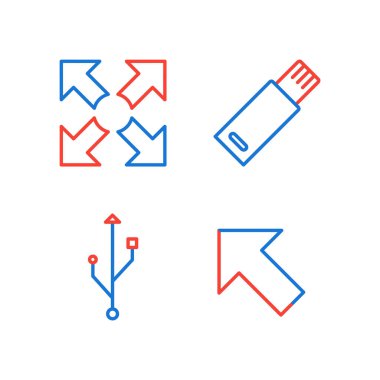 Beyaz Arkaplanda İzole edilmiş 4 temel öge Simgesi Sayfası...