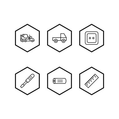 Beyaz Arkaplanda İzole edilmiş 6 yapı Simgesi Simgesi...