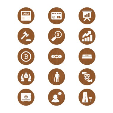 Beyaz Arkaplanda İzole Edilmiş 15 Bankacılık Simgesi...