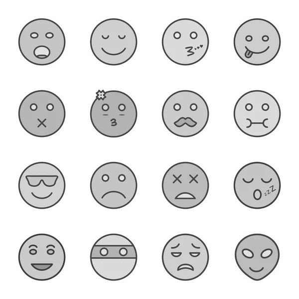 Set Emoji Icons Isolated White Background — Stock Vector