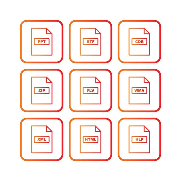 Fájlformátum Icons Sheet Isolated White Háttér — Stock Vector