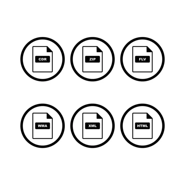 Formati File Icons Sheet Isolato Sfondo Bianco — Vettoriale Stock