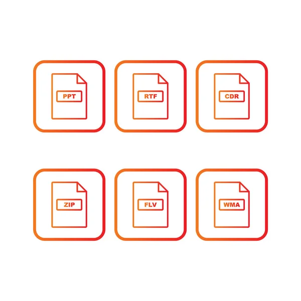 Set Formati File Icone Sfondo Bianco Elementi Isolati Vettoriali — Vettoriale Stock
