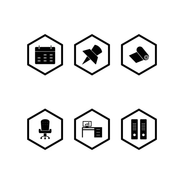 Set Von Büro Symbolen Auf Weißem Hintergrund Vektor Isolierte Elemente — Stockvektor