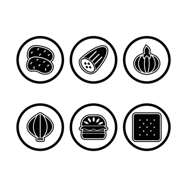 Set Food Icons White Background Vector Isolated Elements — Stock Vector