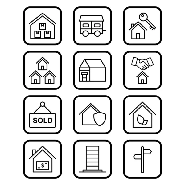 Iconos Inmobiliarios Para Uso Personal Comercial — Vector de stock